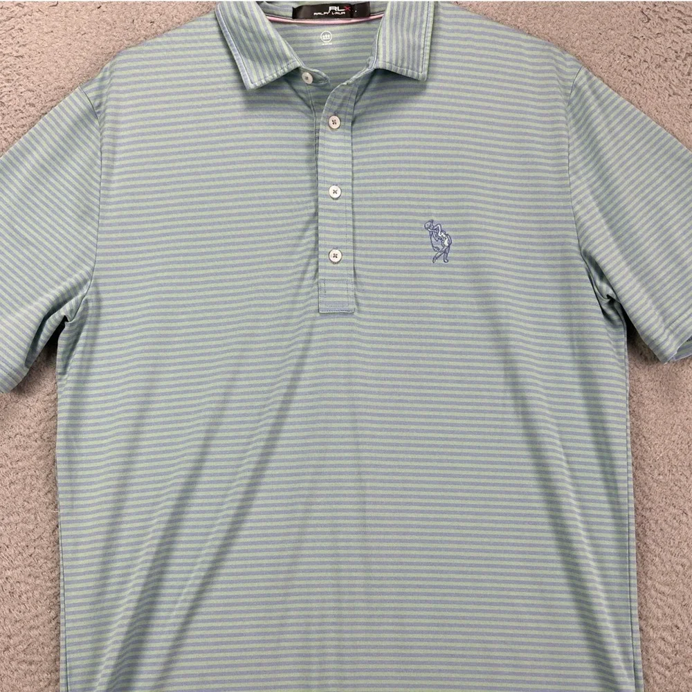 Ralph Lauren Mens Golf Polo Shirt Large Green Flex Performance Rugby Stretch
